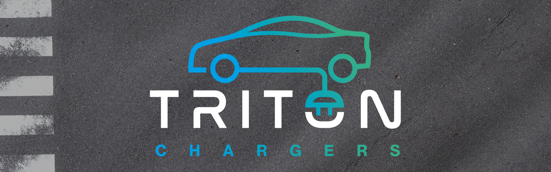 Logo of Triton Chargers against a background of asphault