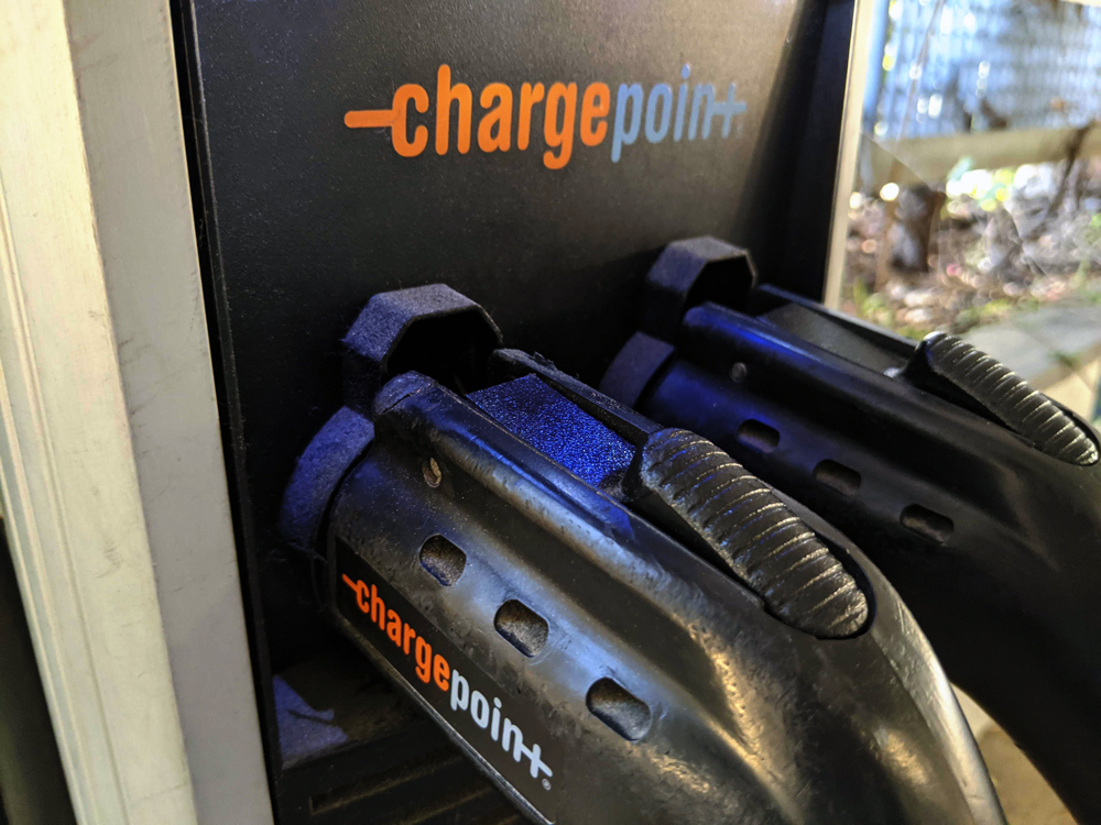 Closeup of EV charger